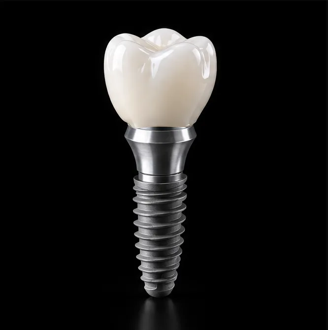 Ceramic crown on an implant abutment